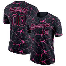 Load image into Gallery viewer, Custom Black Pink 3D Pattern Design Abstract Network Performance T-Shirt