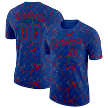 Load image into Gallery viewer, Custom Royal Red 3D Pattern Design Abstract Network Performance T-Shirt