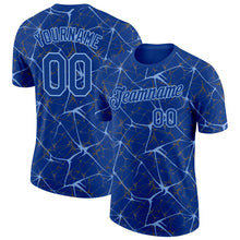 Load image into Gallery viewer, Custom Royal Light Blue 3D Pattern Design Abstract Network Performance T-Shirt
