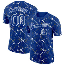 Load image into Gallery viewer, Custom Royal White 3D Pattern Design Abstract Network Performance T-Shirt