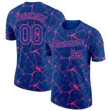 Load image into Gallery viewer, Custom Royal Pink 3D Pattern Design Abstract Network Performance T-Shirt