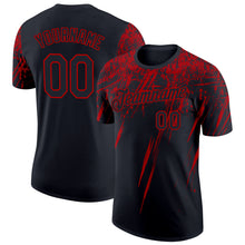 Load image into Gallery viewer, Custom Black Red 3D Pattern Design Abstract Sharp Shape Performance T-Shirt