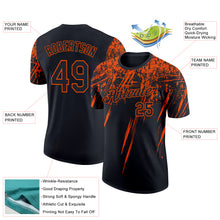 Загрузить изображение в средство просмотра галереи, Custom Black Orange 3D Pattern Design Abstract Sharp Shape Performance T-Shirt