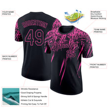 Load image into Gallery viewer, Custom Black Pink 3D Pattern Design Abstract Sharp Shape Performance T-Shirt