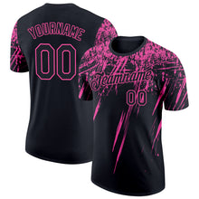 Load image into Gallery viewer, Custom Black Pink 3D Pattern Design Abstract Sharp Shape Performance T-Shirt