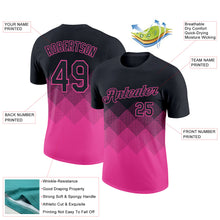 Load image into Gallery viewer, Custom Black Pink 3D Pattern Design Gradient Square Shapes Performance T-Shirt