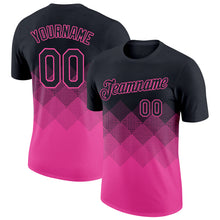 Load image into Gallery viewer, Custom Black Pink 3D Pattern Design Gradient Square Shapes Performance T-Shirt