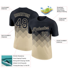 Load image into Gallery viewer, Custom Black Cream 3D Pattern Design Gradient Square Shapes Performance T-Shirt