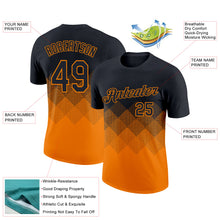 Load image into Gallery viewer, Custom Black Bay Orange 3D Pattern Design Gradient Square Shapes Performance T-Shirt