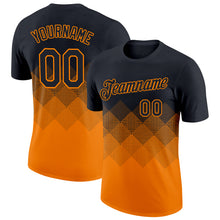 Load image into Gallery viewer, Custom Black Bay Orange 3D Pattern Design Gradient Square Shapes Performance T-Shirt