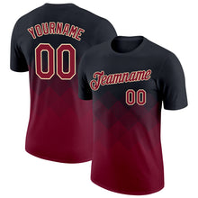 Load image into Gallery viewer, Custom Black Crimson-City Cream 3D Pattern Design Gradient Square Shapes Performance T-Shirt