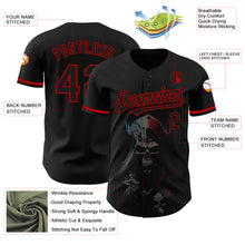 Laden Sie das Bild in den Galerie-Viewer, Custom Black Red 3D Skull Fashion Authentic Baseball Jersey