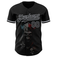 Load image into Gallery viewer, Custom Black Gray 3D Skull Fashion Authentic Baseball Jersey
