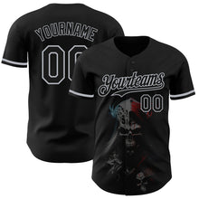 Load image into Gallery viewer, Custom Black Gray 3D Skull Fashion Authentic Baseball Jersey