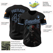 Charger l'image dans la galerie, Custom Black Light Blue 3D Skull Fashion Authentic Baseball Jersey