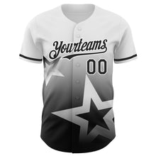 Charger l'image dans la galerie, Custom White Black 3D Pattern Design Gradient Style Twinkle Star Authentic Baseball Jersey