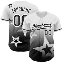 Charger l'image dans la galerie, Custom White Black 3D Pattern Design Gradient Style Twinkle Star Authentic Baseball Jersey