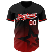 Charger l'image dans la galerie, Custom Black Red-White 3D Pattern Design Gradient Style Twinkle Star Authentic Baseball Jersey