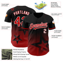 Charger l'image dans la galerie, Custom Black Red-White 3D Pattern Design Gradient Style Twinkle Star Authentic Baseball Jersey