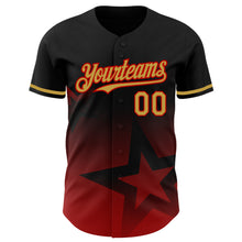 Charger l'image dans la galerie, Custom Black Old Gold-Red 3D Pattern Design Gradient Style Twinkle Star Authentic Baseball Jersey