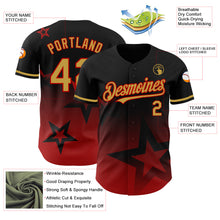 Charger l'image dans la galerie, Custom Black Old Gold-Red 3D Pattern Design Gradient Style Twinkle Star Authentic Baseball Jersey