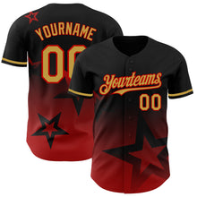 Charger l'image dans la galerie, Custom Black Old Gold-Red 3D Pattern Design Gradient Style Twinkle Star Authentic Baseball Jersey