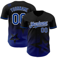 Charger l'image dans la galerie, Custom Black Royal-White 3D Pattern Design Gradient Style Twinkle Star Authentic Baseball Jersey