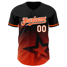 Charger l'image dans la galerie, Custom Black Orange-White 3D Pattern Design Gradient Style Twinkle Star Authentic Baseball Jersey