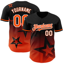 Charger l'image dans la galerie, Custom Black Orange-White 3D Pattern Design Gradient Style Twinkle Star Authentic Baseball Jersey