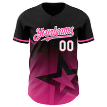 Charger l'image dans la galerie, Custom Black Pink-White 3D Pattern Design Gradient Style Twinkle Star Authentic Baseball Jersey
