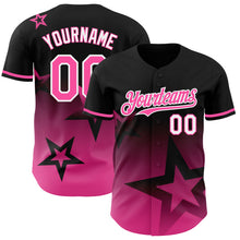 Charger l'image dans la galerie, Custom Black Pink-White 3D Pattern Design Gradient Style Twinkle Star Authentic Baseball Jersey