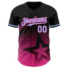 Charger l'image dans la galerie, Custom Black Light Blue-Pink 3D Pattern Design Gradient Style Twinkle Star Authentic Baseball Jersey