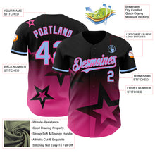 Charger l'image dans la galerie, Custom Black Light Blue-Pink 3D Pattern Design Gradient Style Twinkle Star Authentic Baseball Jersey