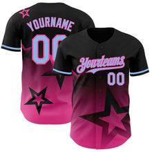 Charger l'image dans la galerie, Custom Black Light Blue-Pink 3D Pattern Design Gradient Style Twinkle Star Authentic Baseball Jersey