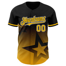 Charger l'image dans la galerie, Custom Black Gold-White 3D Pattern Design Gradient Style Twinkle Star Authentic Baseball Jersey