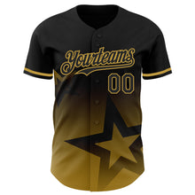 Charger l'image dans la galerie, Custom Black Old Gold 3D Pattern Design Gradient Style Twinkle Star Authentic Baseball Jersey