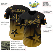 Charger l'image dans la galerie, Custom Black Old Gold 3D Pattern Design Gradient Style Twinkle Star Authentic Baseball Jersey