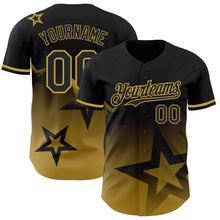 Charger l'image dans la galerie, Custom Black Old Gold 3D Pattern Design Gradient Style Twinkle Star Authentic Baseball Jersey