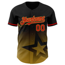 Charger l'image dans la galerie, Custom Black Red Old Gold 3D Pattern Design Gradient Style Twinkle Star Authentic Baseball Jersey