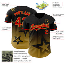 Charger l'image dans la galerie, Custom Black Red Old Gold 3D Pattern Design Gradient Style Twinkle Star Authentic Baseball Jersey