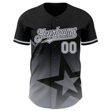 Charger l'image dans la galerie, Custom Black Gray-White 3D Pattern Design Gradient Style Twinkle Star Authentic Baseball Jersey