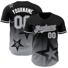 Charger l'image dans la galerie, Custom Black Gray-White 3D Pattern Design Gradient Style Twinkle Star Authentic Baseball Jersey