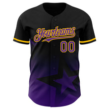 Charger l'image dans la galerie, Custom Black Purple-Gold 3D Pattern Design Gradient Style Twinkle Star Authentic Baseball Jersey