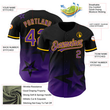 Charger l'image dans la galerie, Custom Black Purple-Gold 3D Pattern Design Gradient Style Twinkle Star Authentic Baseball Jersey