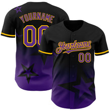 Charger l'image dans la galerie, Custom Black Purple-Gold 3D Pattern Design Gradient Style Twinkle Star Authentic Baseball Jersey