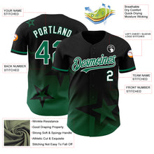 Load image into Gallery viewer, Custom Black Kelly Green-White 3D Pattern Design Gradient Style Twinkle Star Authentic Baseball Jersey