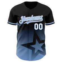 Charger l'image dans la galerie, Custom Black Light Blue-White 3D Pattern Design Gradient Style Twinkle Star Authentic Baseball Jersey
