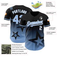 Charger l'image dans la galerie, Custom Black Light Blue-White 3D Pattern Design Gradient Style Twinkle Star Authentic Baseball Jersey