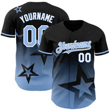 Charger l'image dans la galerie, Custom Black Light Blue-White 3D Pattern Design Gradient Style Twinkle Star Authentic Baseball Jersey