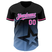 Charger l'image dans la galerie, Custom Black Pink-Light Blue 3D Pattern Design Gradient Style Twinkle Star Authentic Baseball Jersey